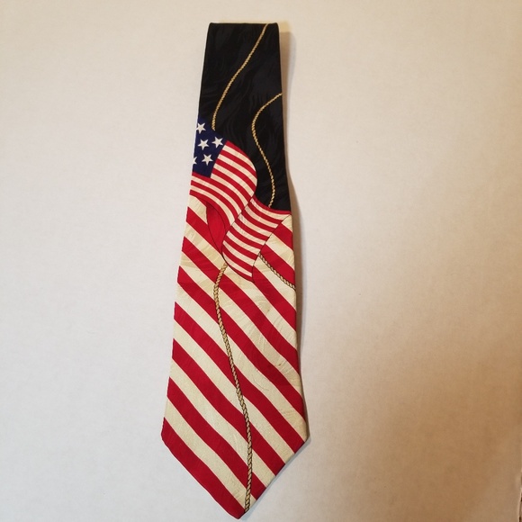 Mens 615 Red White and Blue Flag Tie - Picture 4 of 4